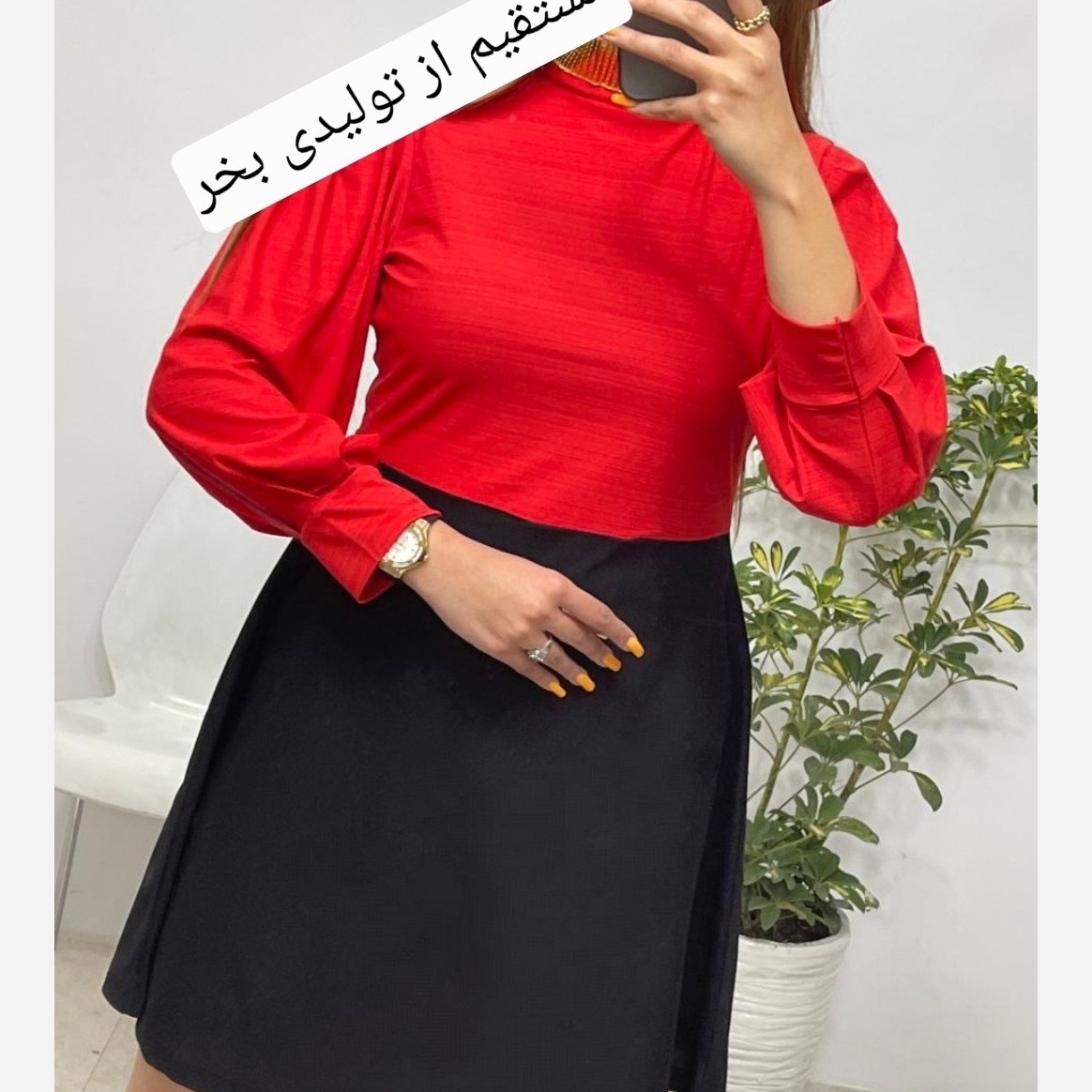 سارافون یقه پولکی جنس کرپ کش مناسب سایز 36 تا 44